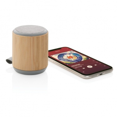 Logo trade corporate gifts image of: Bamboo and fabric 3W wireless speaker