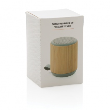 Logo trade promotional gifts image of: Bamboo and fabric 3W wireless speaker