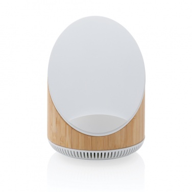 Logo trade corporate gifts picture of: Ovate bamboo 5W speaker with 15W wireless charger