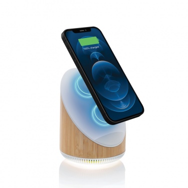 Logo trade promotional product photo of: Ovate bamboo 5W speaker with 15W wireless charger