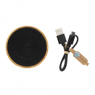 Logo trade promotional gifts picture of: RCS recycled plastic and bamboo 3W wireless speaker