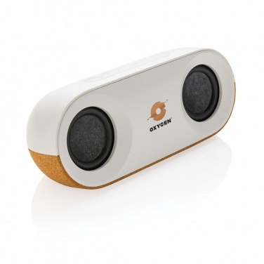 Logo trade promotional item photo of: Oregon RCS recycled plastic and cork 10W speaker