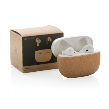 Logotrade business gift image of: Oregon RCS recycled plastic and cork TWS earbuds