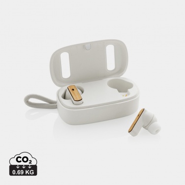 Logo trade promotional gifts image of: RCS recycled plastic & bamboo TWS earbuds