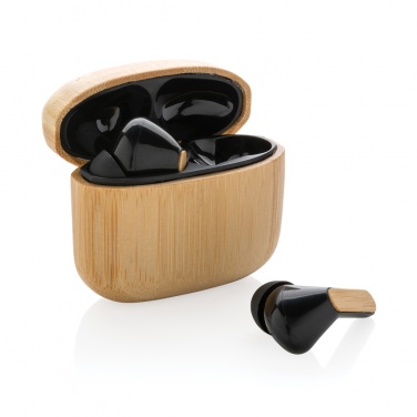 Logo trade promotional gifts picture of: Bamboo TWS earbuds with RCS recycled plastic