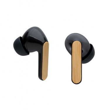 Logo trade corporate gifts picture of: Bamboo TWS earbuds with RCS recycled plastic