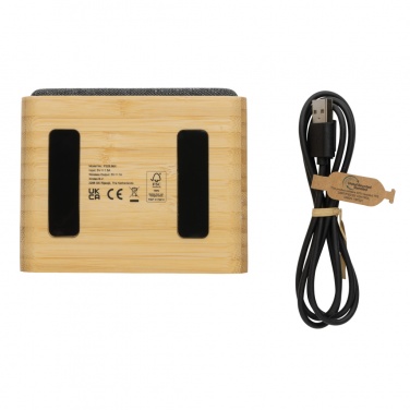 Logotrade promotional giveaway image of: RCS Rplastic 3W speaker with bamboo 5W wireless