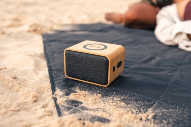 Logo trade corporate gifts image of: RCS Rplastic 3W speaker with bamboo 5W wireless