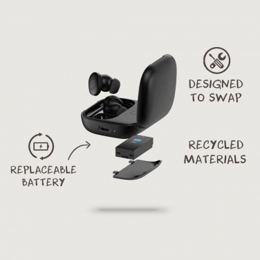 Logo trade promotional gifts image of: Lakewood RCS recycled and repairable wireless earbuds