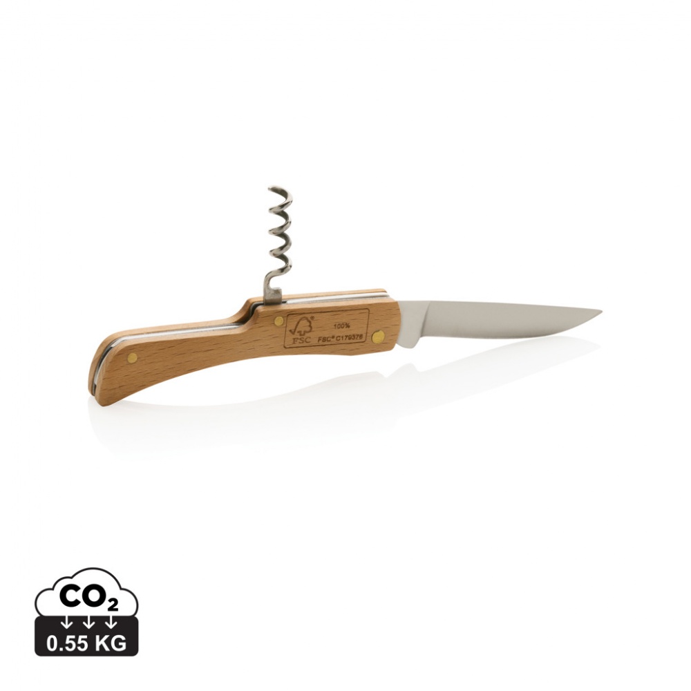 Logo trade promotional products image of: Wooden knife with bottle opener