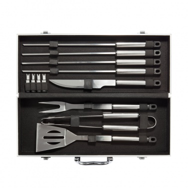 Logo trade corporate gifts image of: 12 pcs barbecue set in aluminium box