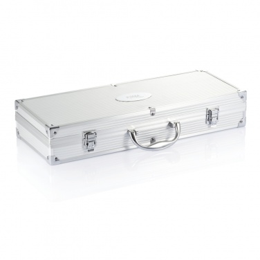 Logo trade promotional giveaway photo of: 12 pcs barbecue set in aluminium box