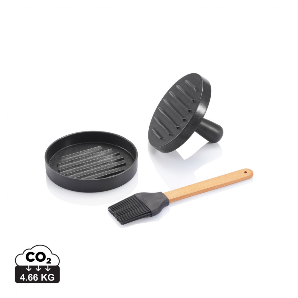 Logo trade corporate gifts picture of: BBQ set with hamburger press and brush