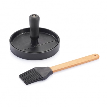 Logo trade promotional products image of: BBQ set with hamburger press and brush