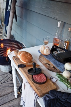 Logo trade promotional merchandise picture of: BBQ set with hamburger press and brush