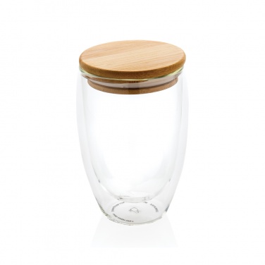 Logotrade promotional products photo of: Double wall borosilicate glass with bamboo lid 350ml