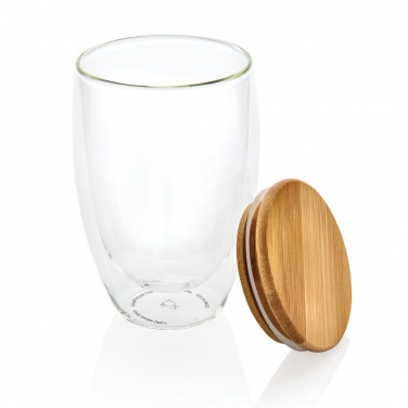 Logotrade promotional item picture of: Double wall borosilicate glass with bamboo lid 350ml