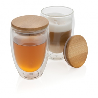 Logotrade promotional merchandise image of: Double wall borosilicate glass with bamboo lid 350ml