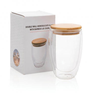 Logotrade promotional giveaways photo of: Double wall borosilicate glass with bamboo lid 350ml