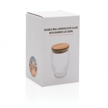 Logotrade promotional merchandise picture of: Double wall borosilicate glass with bamboo lid 350ml