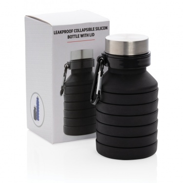 Logo trade promotional merchandise image of: Leakproof collapsible silicone bottle with lid