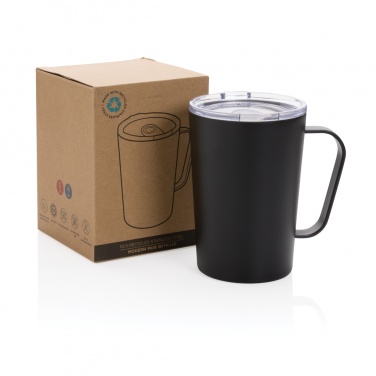 Logotrade promotional product picture of: RCS Recycled stainless steel modern vacuum mug with lid