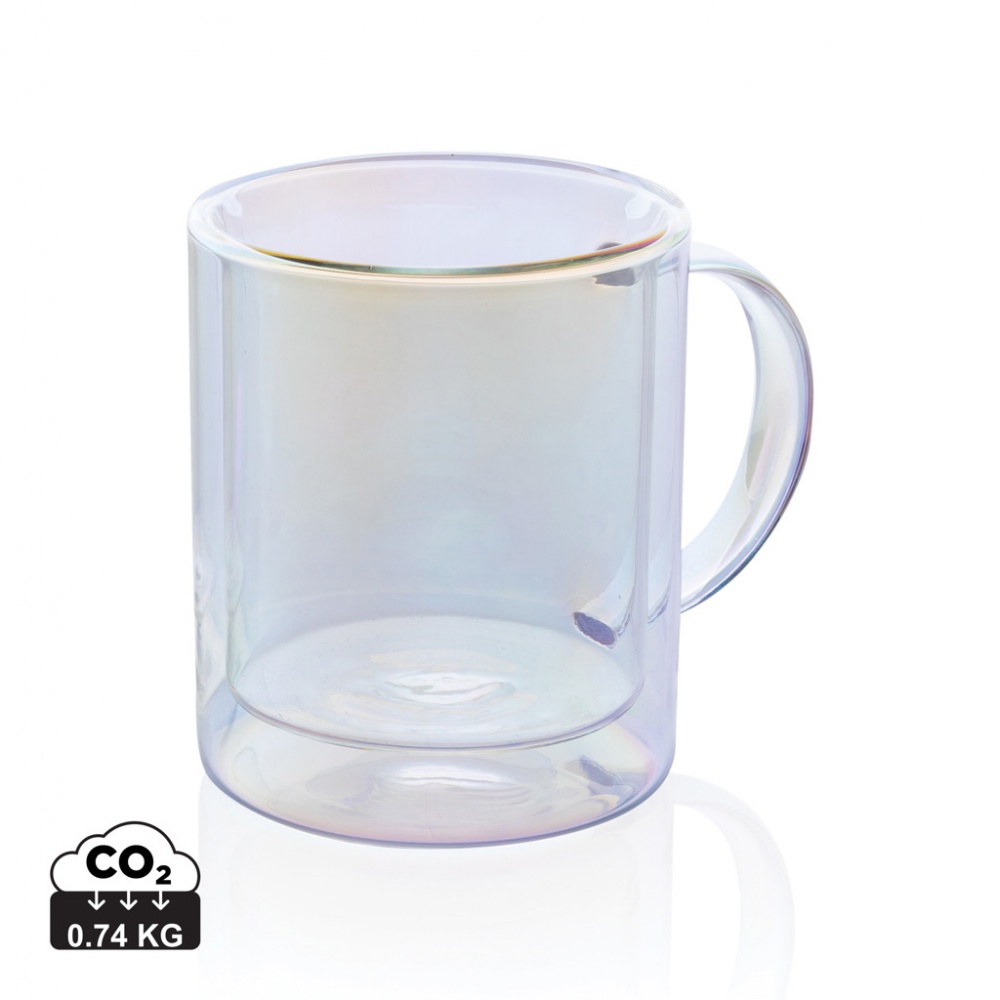 Logo trade promotional items image of: Deluxe double wall electroplated glass mug