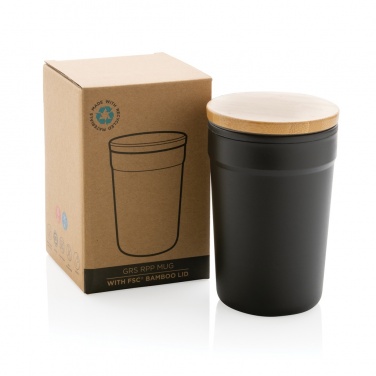 Logo trade promotional items image of: GRS certified recycled PP mug with bamboo lid