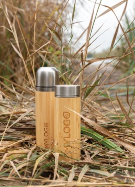 Logo trade corporate gifts image of: Bamboo vacuum travel flask