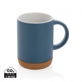 Ceramic mug with cork base 280ml, blue