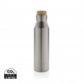 Gaia RCS certified recycled stainless steel vacuum bottle, silver