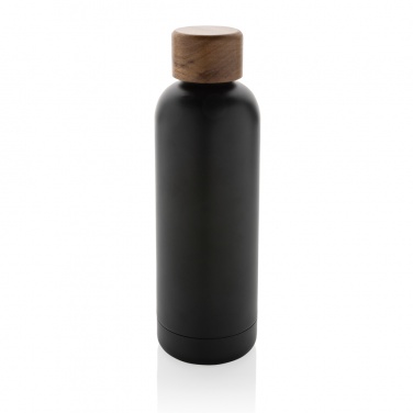 Logotrade promotional item picture of: Wood RCS certified recycled stainless steel vacuum bottle