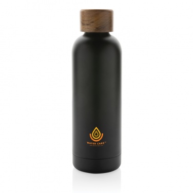 Logo trade corporate gift photo of: Wood RCS certified recycled stainless steel vacuum bottle