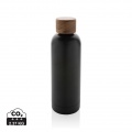 Wood RCS certified recycled stainless steel vacuum bottle, black