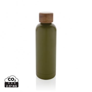 Logotrade advertising product image of: Wood RCS certified recycled stainless steel vacuum bottle