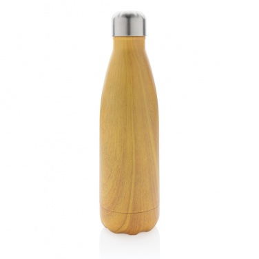 Logo trade promotional merchandise image of: Vacuum insulated stainless steel bottle with wood print