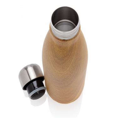 Logo trade business gifts image of: Vacuum insulated stainless steel bottle with wood print