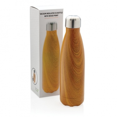 Logo trade advertising product photo of: Vacuum insulated stainless steel bottle with wood print