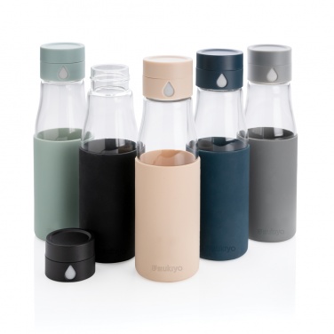 Logo trade business gift photo of: Ukiyo glass hydration tracking bottle with sleeve