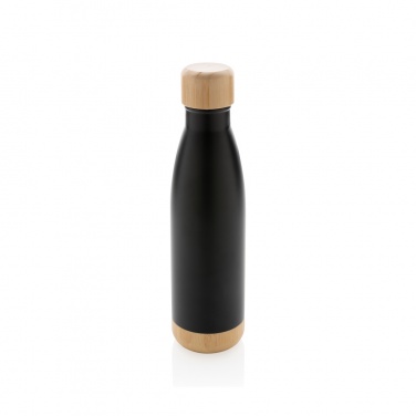 Logotrade advertising product image of: Vacuum stainless steel bottle with bamboo lid and bottom