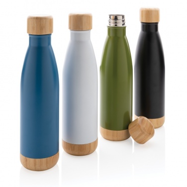 Logo trade corporate gift photo of: Vacuum stainless steel bottle with bamboo lid and bottom