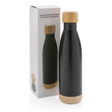 Logotrade corporate gift picture of: Vacuum stainless steel bottle with bamboo lid and bottom