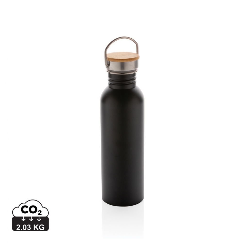 Logotrade promotional merchandise picture of: Modern stainless steel bottle with bamboo lid