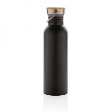 Logo trade promotional giveaways image of: Modern stainless steel bottle with bamboo lid