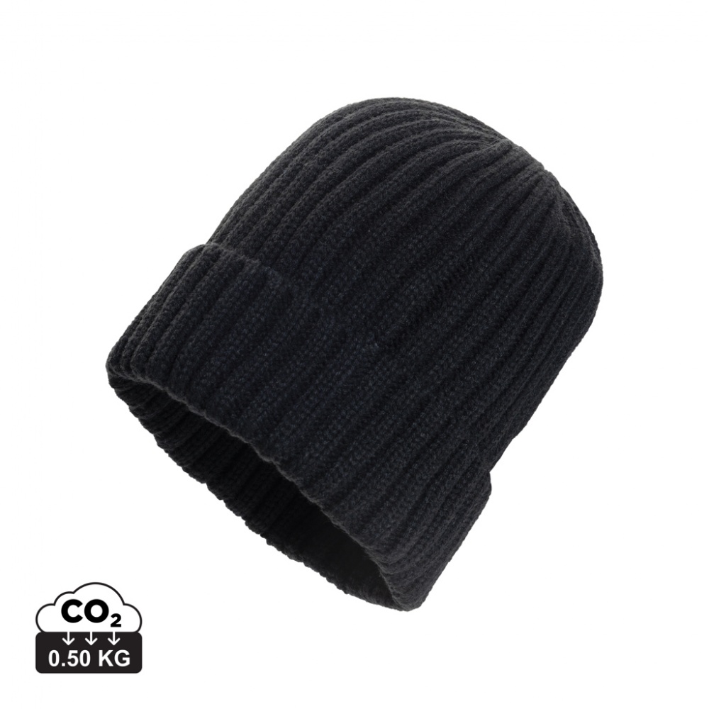 Logo trade promotional products image of: Kennedi AWARE™ Polylana® beanie with large rib