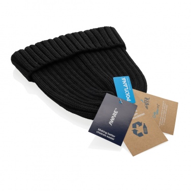 Logo trade business gifts image of: Kennedi AWARE™ Polylana® beanie with large rib