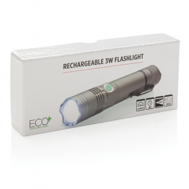 Logo trade business gift photo of: Rechargeable 3W flashlight