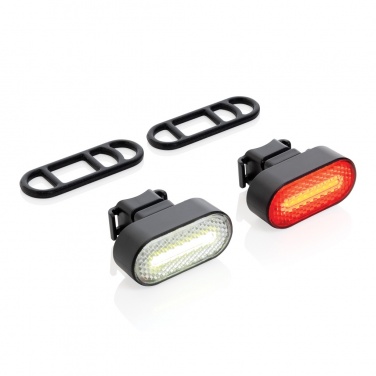 Logo trade business gifts image of: Lumino RCS recycled plastic USB re-chargeable bike light set