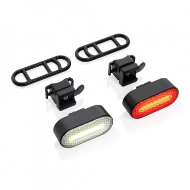 Logo trade corporate gifts picture of: Lumino RCS recycled plastic USB re-chargeable bike light set