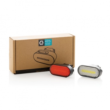 Logotrade promotional gift picture of: Lumino RCS recycled plastic USB re-chargeable bike light set